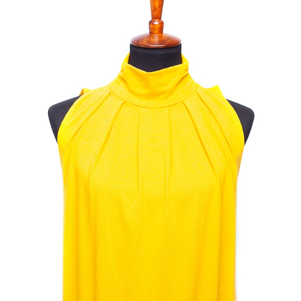 High Neck Pleaded Top